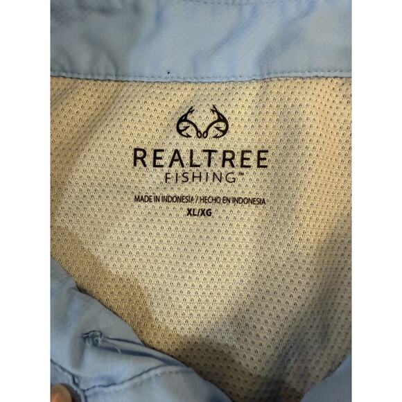Realtree Fishing Shirt Mens XL Blue Short Sleeve Vented Outdoor Lightweight Logo - Picture 3 of 5